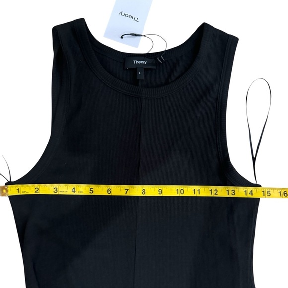 Theory Black Ribbed Racer Tank Ribbed Black Sleeveless Dress - Picture 5 of 6